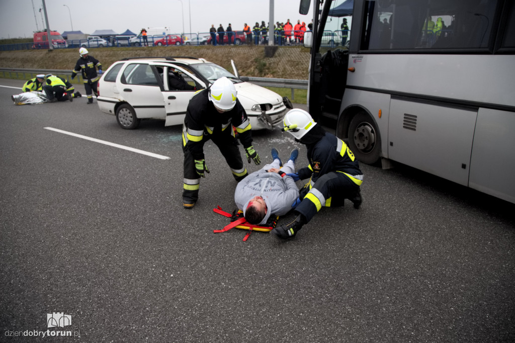 Karambol na A1 koło Lubicza - ćwiczenia