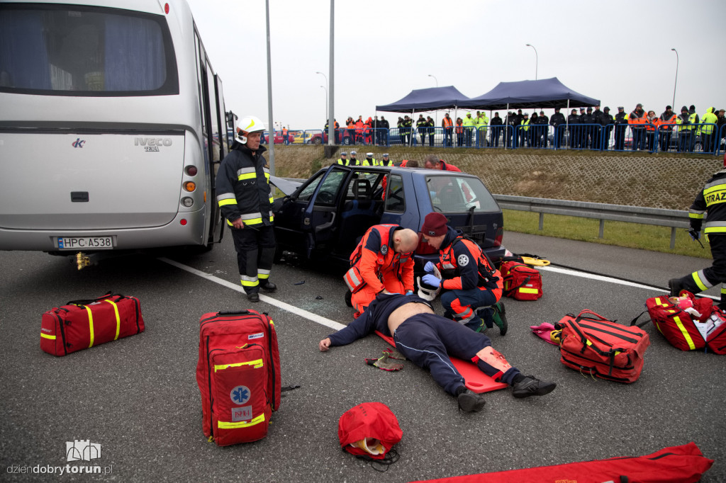 Karambol na A1 koło Lubicza - ćwiczenia