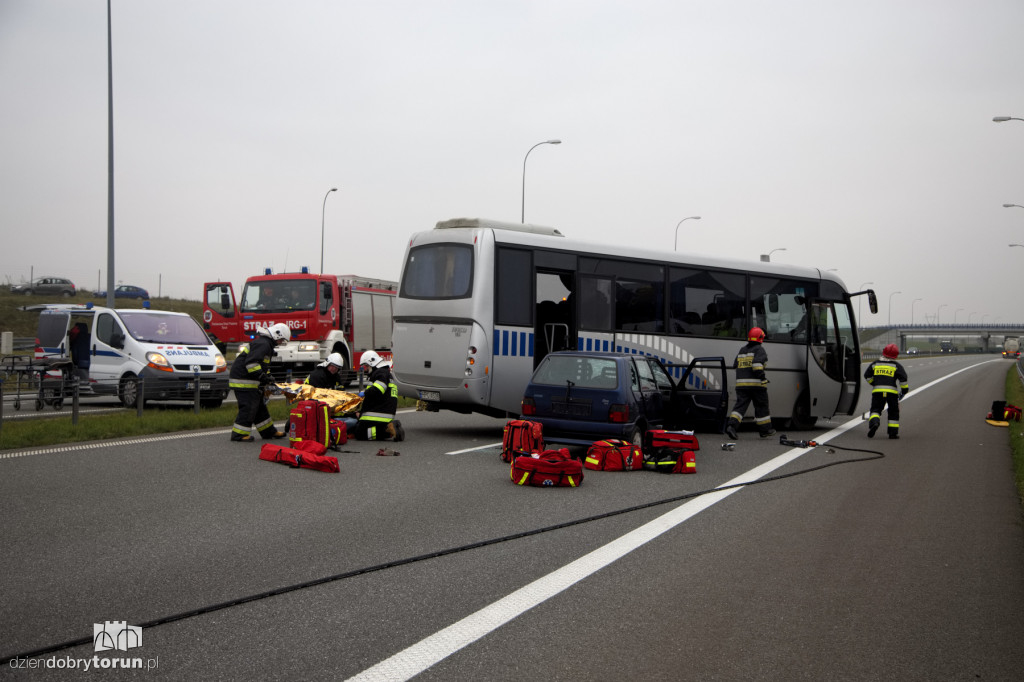 Karambol na A1 koło Lubicza - ćwiczenia