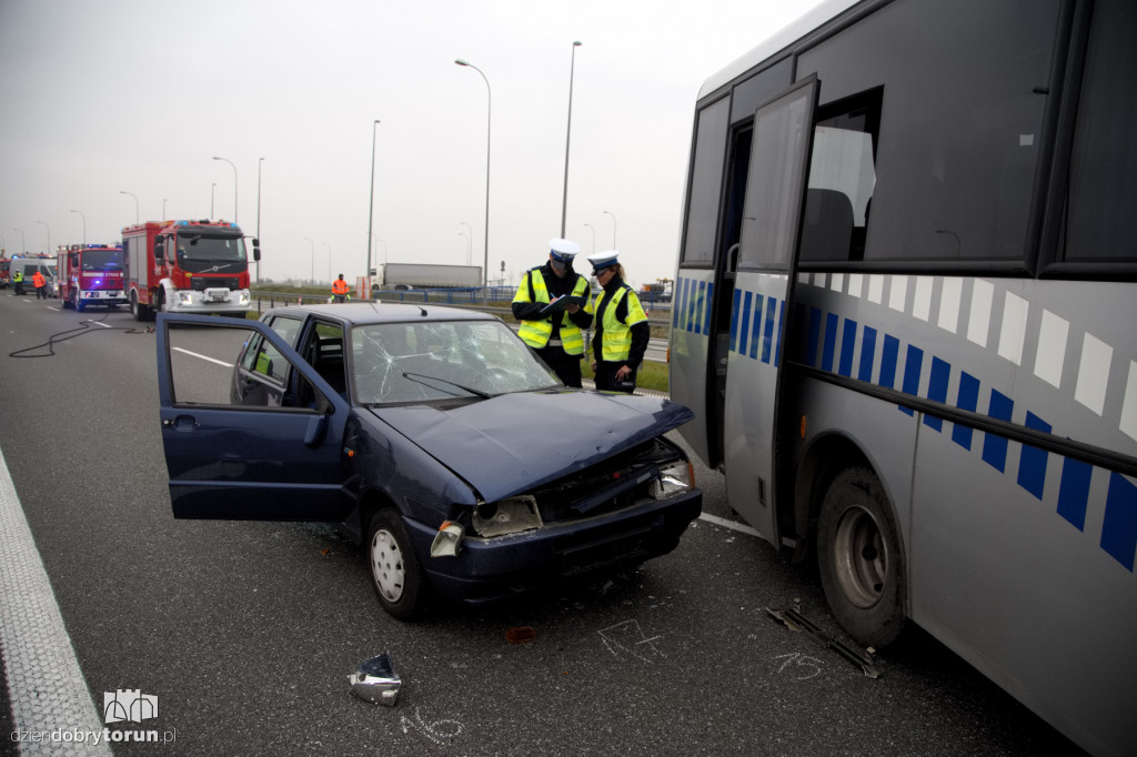 Karambol na A1 koło Lubicza - ćwiczenia