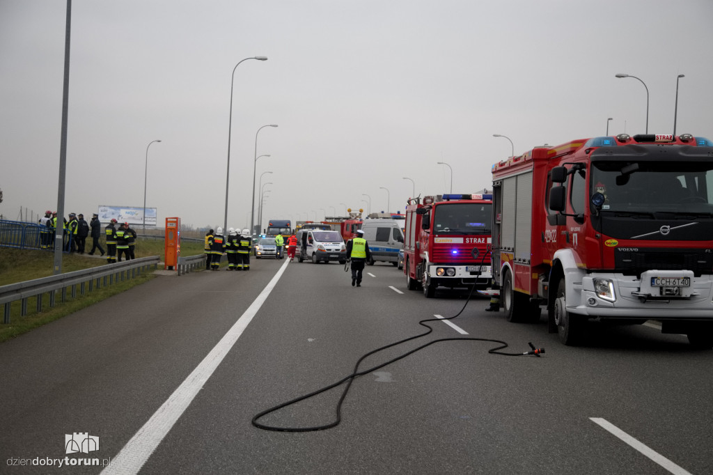 Karambol na A1 koło Lubicza - ćwiczenia