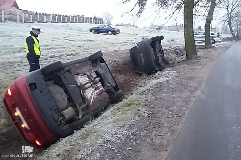 Ale ślisko! Samochody wpadały w rowy