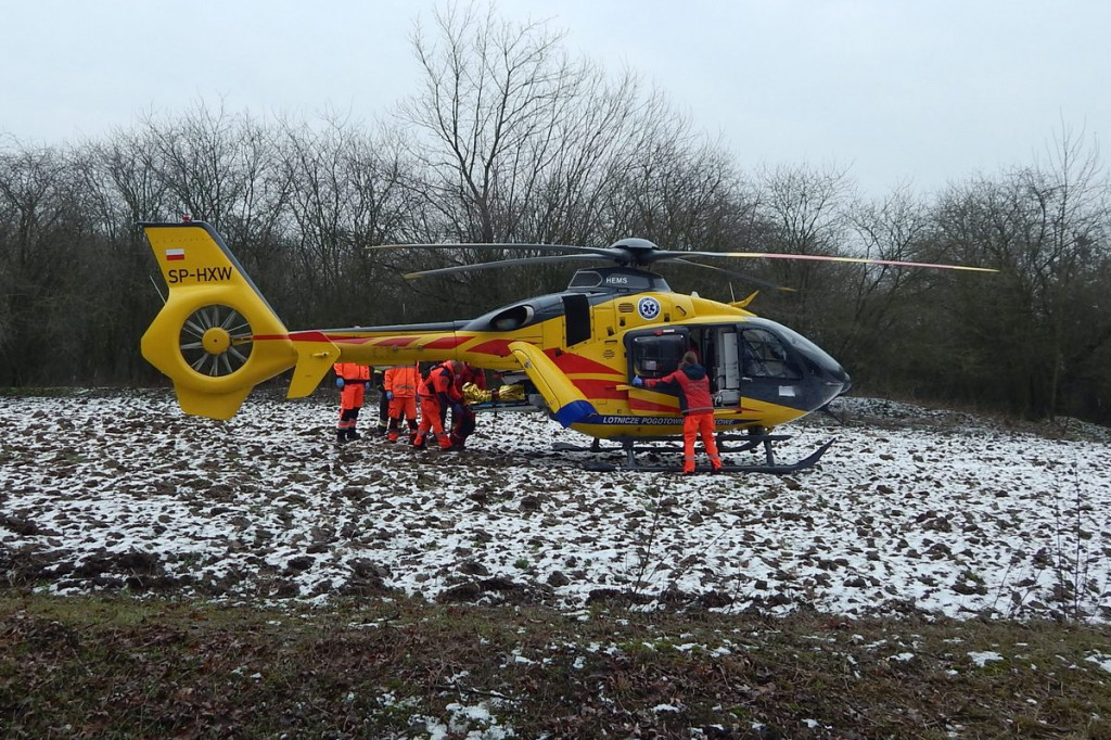 Wypadek w lesie. Na miejscu LPR