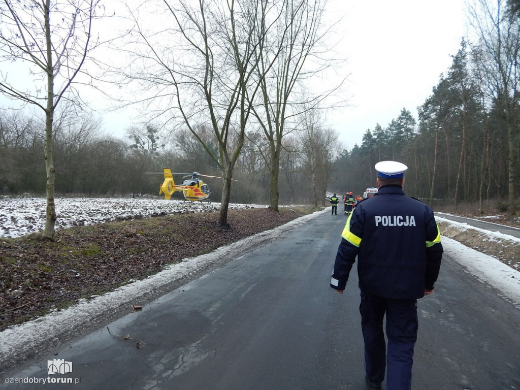 Wypadek w lesie. Na miejscu LPR