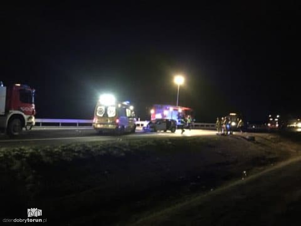 Wypadek samochodów na S10 w Toruniu