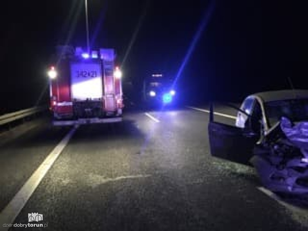 Wypadek samochodów na S10 w Toruniu