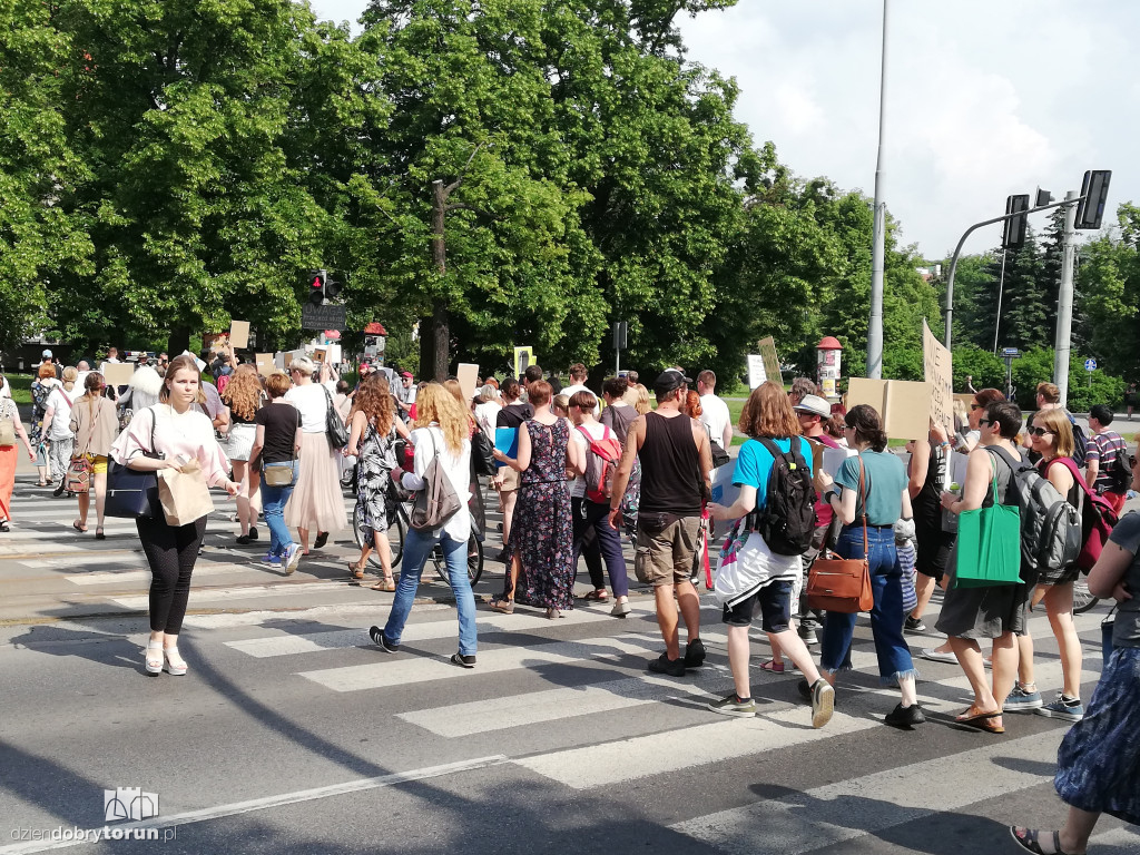Protest przeciwko wycince drzew na Alei Jana Pawła II