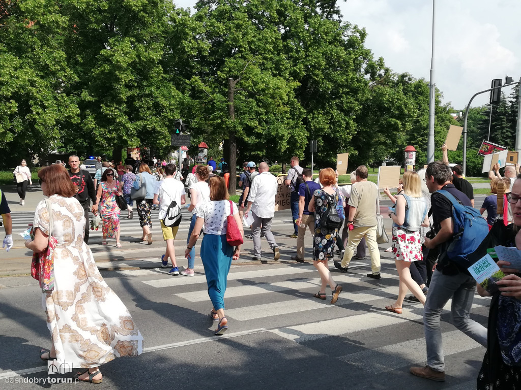 Protest przeciwko wycince drzew na Alei Jana Pawła II