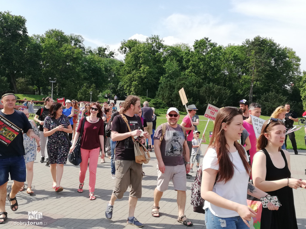 Protest przeciwko wycince drzew na Alei Jana Pawła II