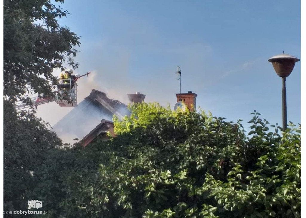 Pożar domu w Łysomicach k. Torunia