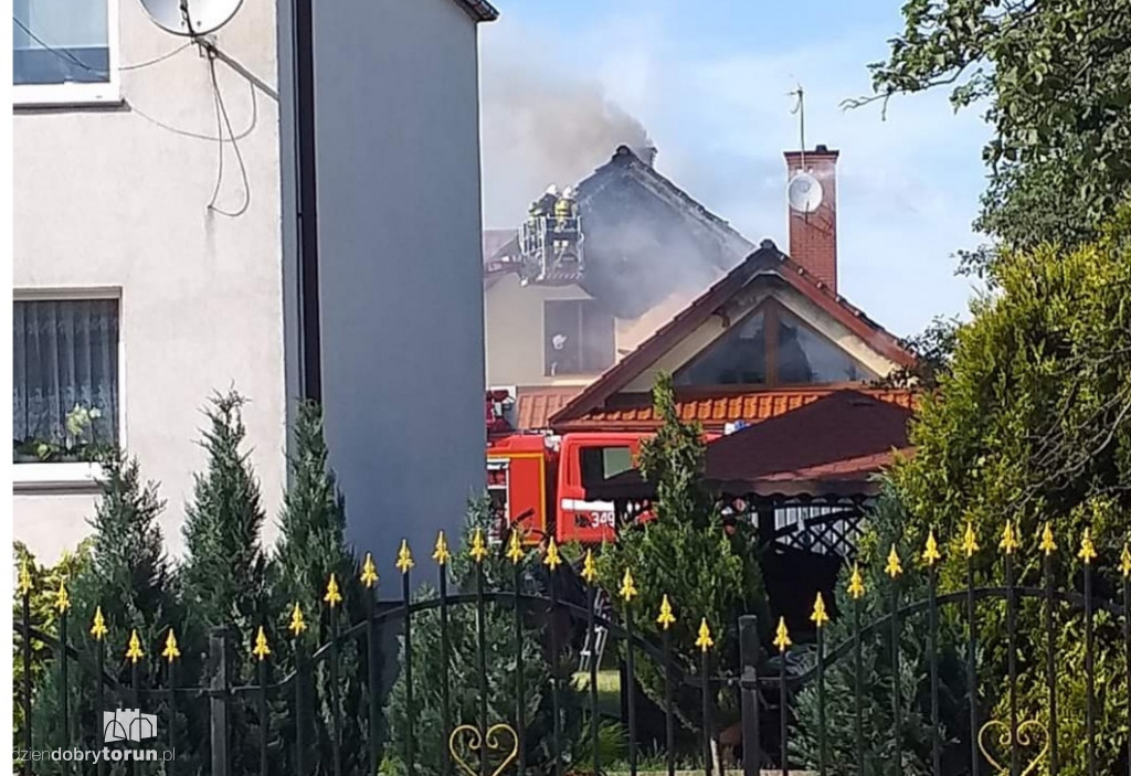 Pożar domu w Łysomicach k. Torunia