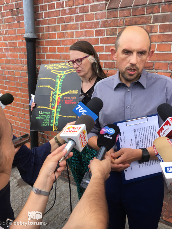 Konferencja prasowa w sprawie wycinki drzew w Toruniu