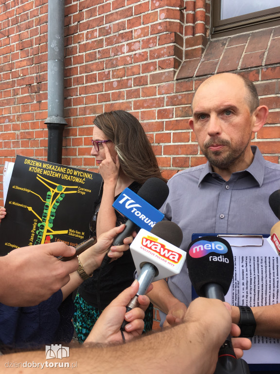 Konferencja prasowa w sprawie wycinki drzew w Toruniu