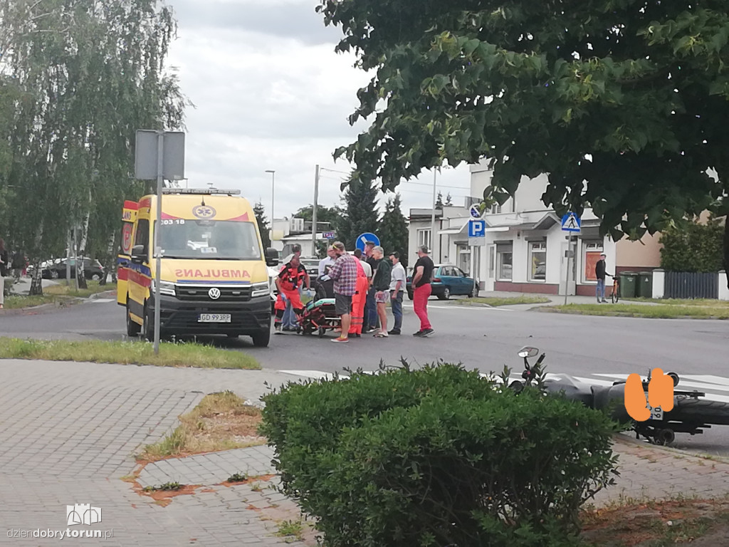 Zderzenie motocyklisty z autem na Wrzosach