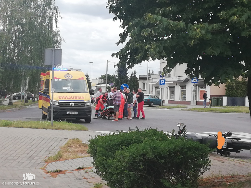 Zderzenie motocyklisty z autem na Wrzosach