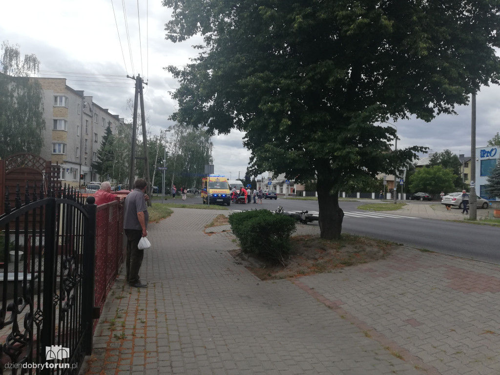 Zderzenie motocyklisty z autem na Wrzosach