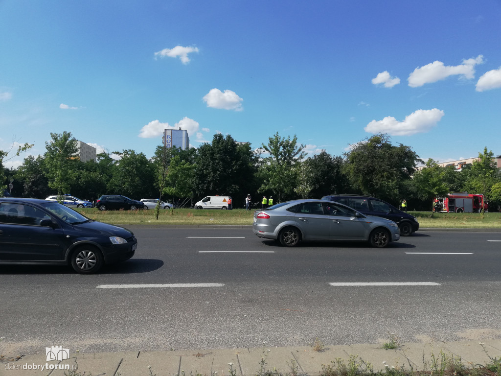 Pożar policyjnego BMW na Szosie Lubickiej
