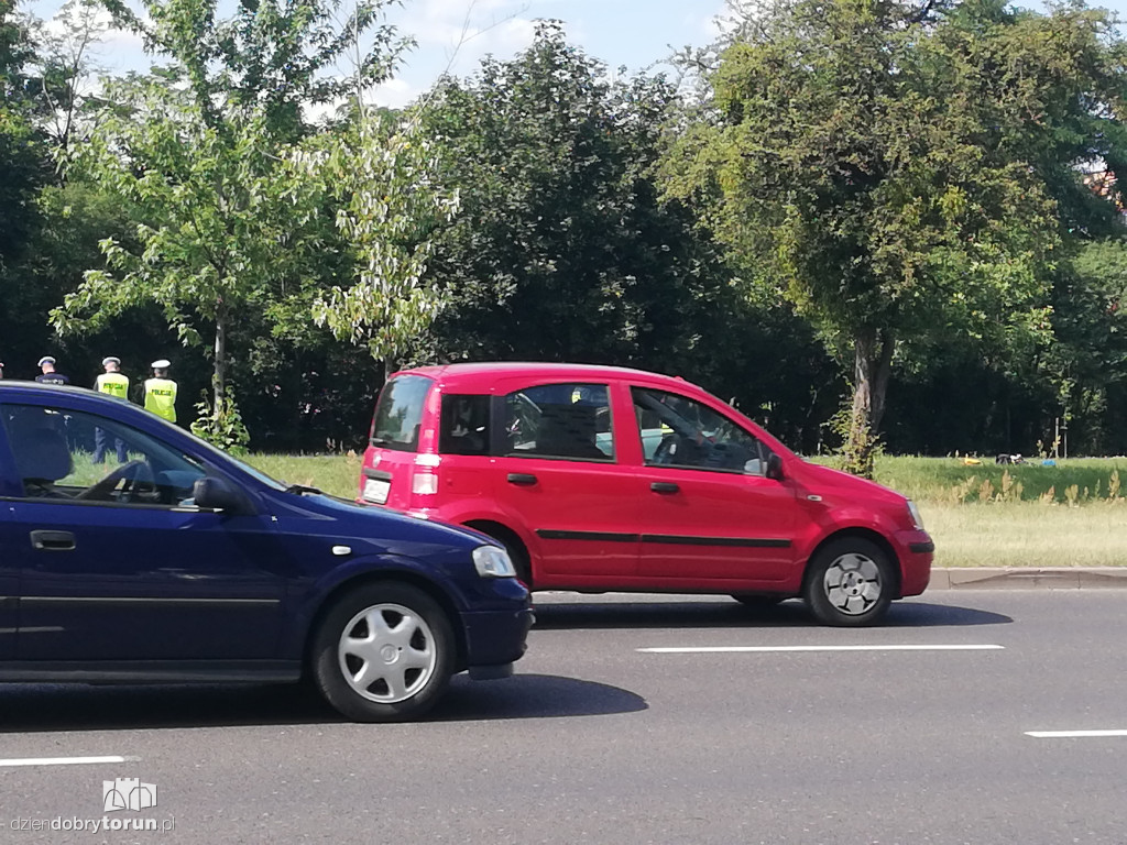 Pożar policyjnego BMW na Szosie Lubickiej