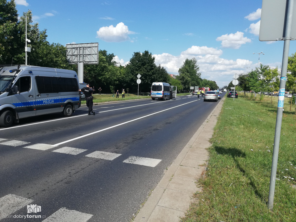 Pożar policyjnego BMW na Szosie Lubickiej