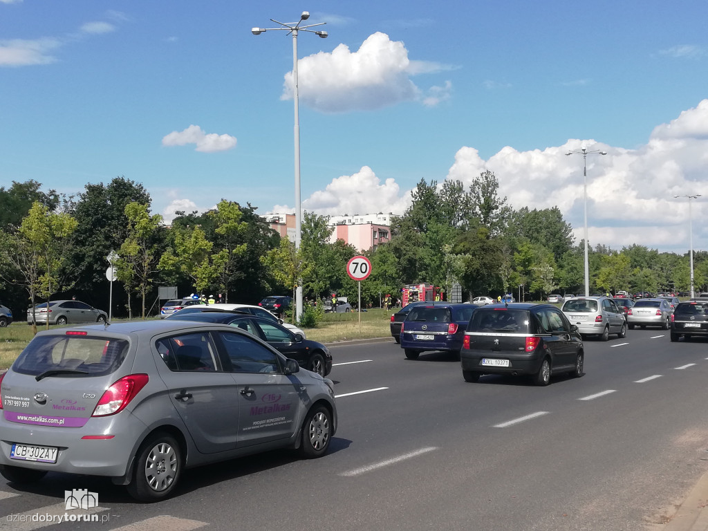 Pożar policyjnego BMW na Szosie Lubickiej