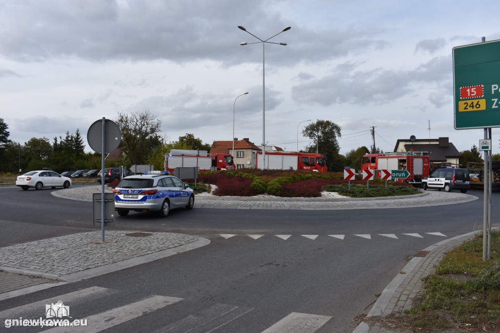 Wypadek na rondzie w Gniewkowie
