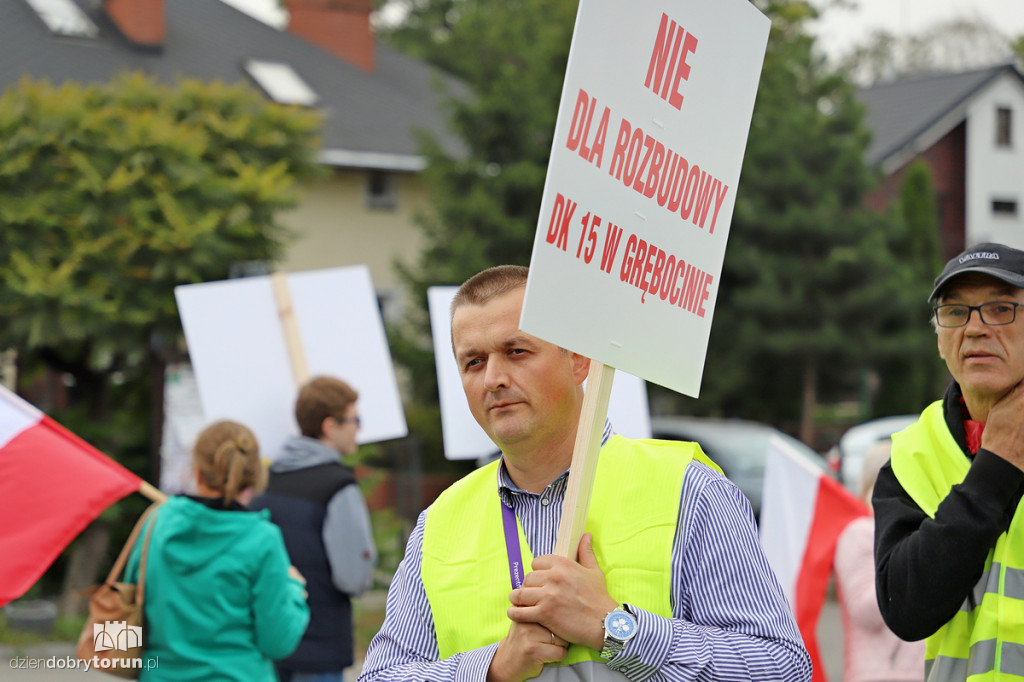 Protest mieszkańców na DK15 w Grębocinie