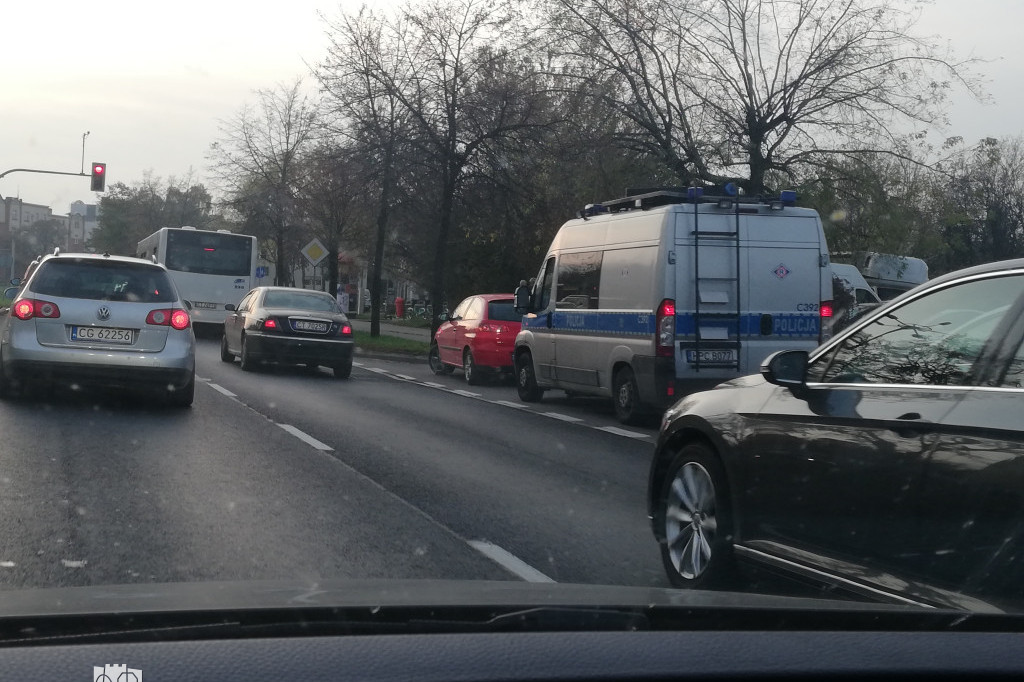 Kolizja przy ul. Kościuszki w Toruniu