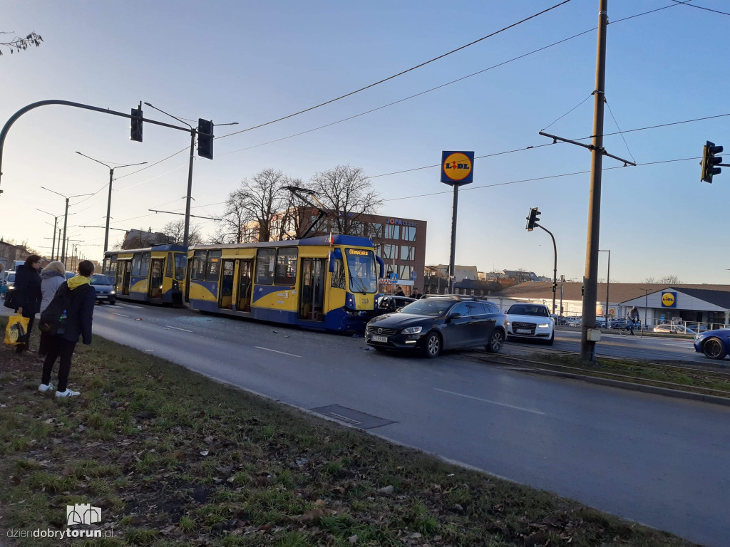 Kolizja tramwaju z samochodem
