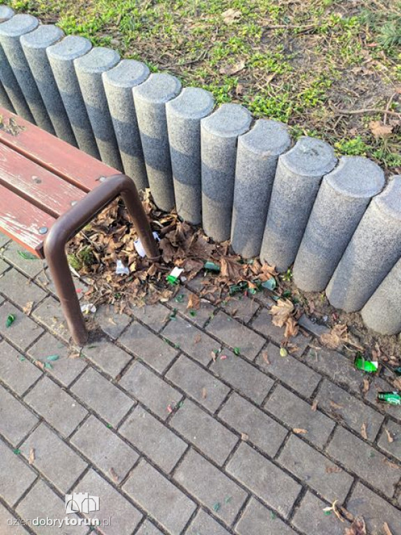 Zniszczony plac zabaw przy Lubickiej