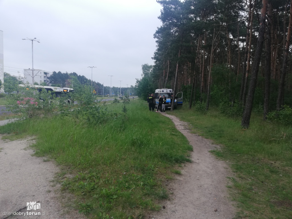 Interwencja policji w lasku na Skarpie