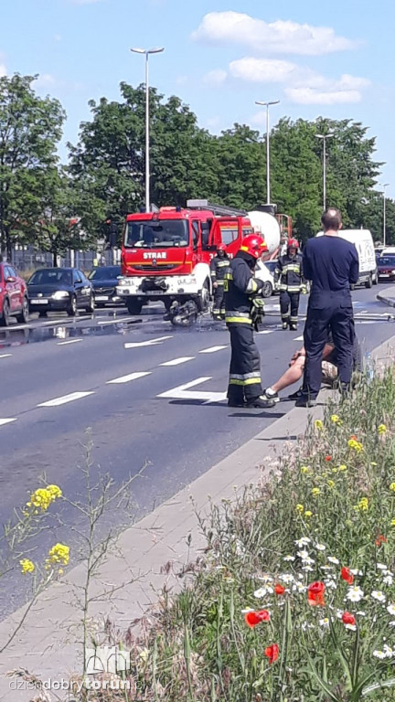 Wypadek z udziałem motocyklisty