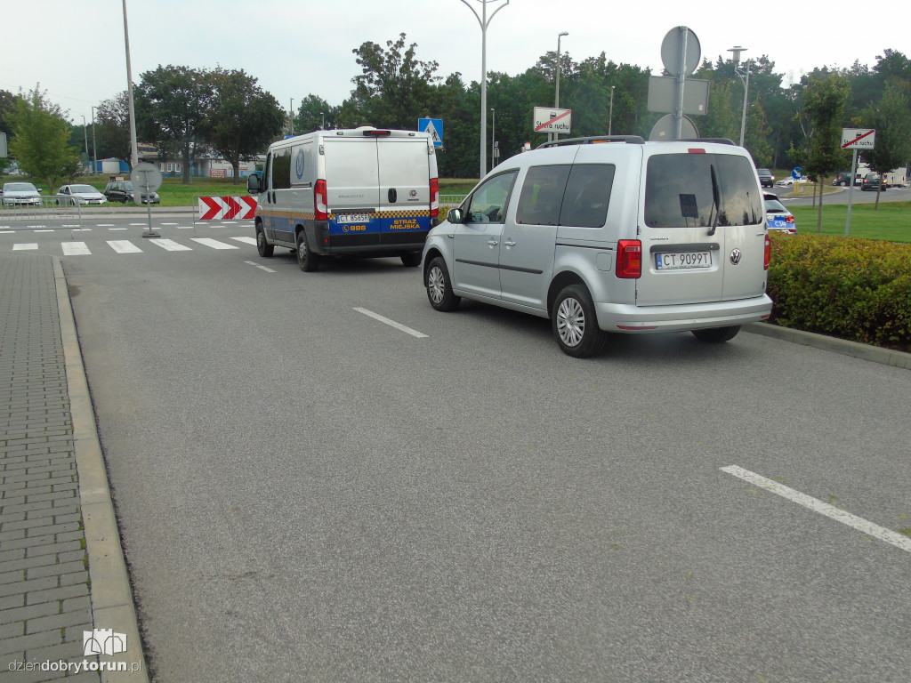 Policjanci i strażnicy w porcie drzewnym