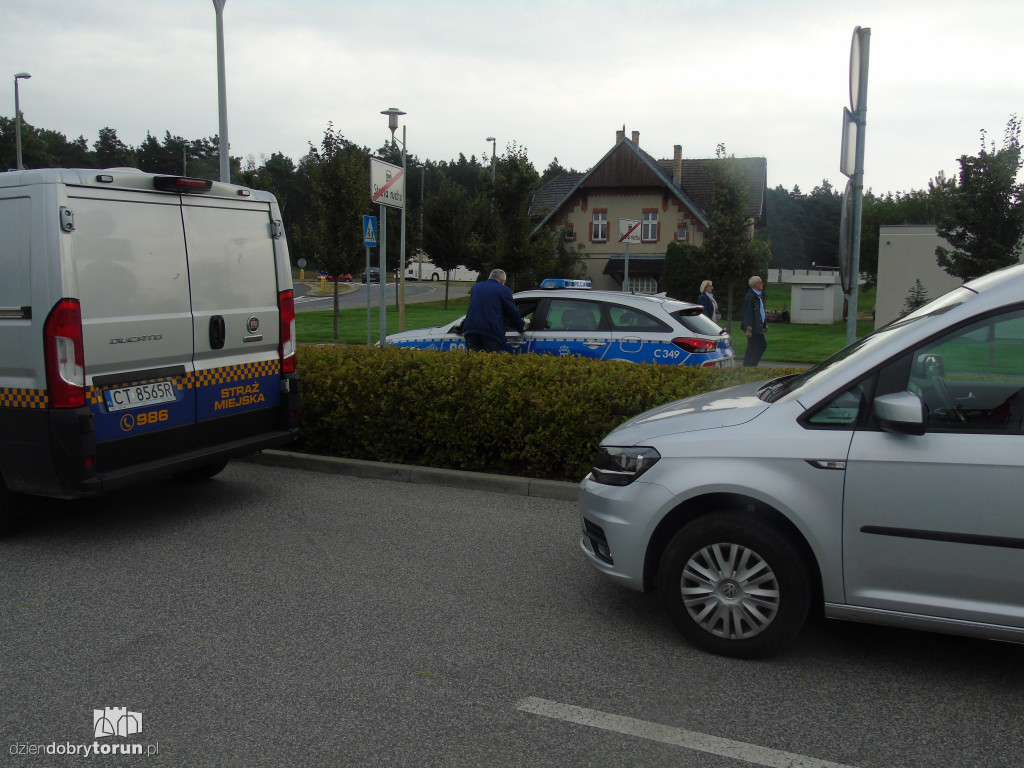 Policjanci i strażnicy w porcie drzewnym