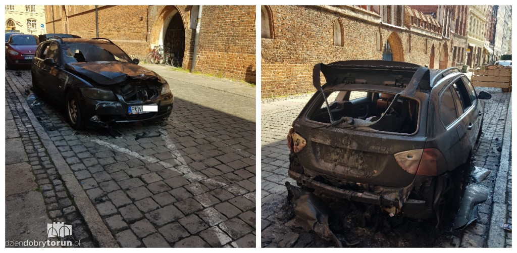 Toruń: spalone auto na strarówce