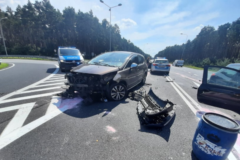Groźny wypadek na węźle Cierpice k. Torunia