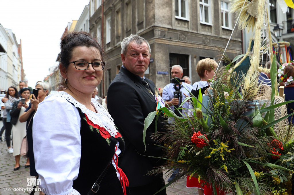 Przemarsz korowodu dożynkowego