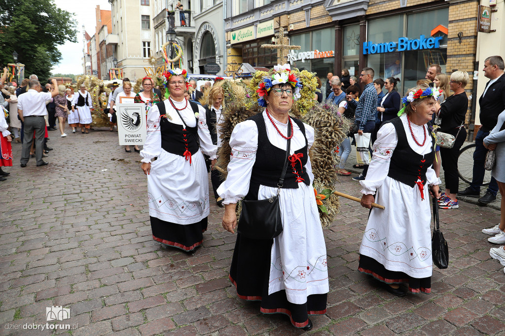 Przemarsz korowodu dożynkowego