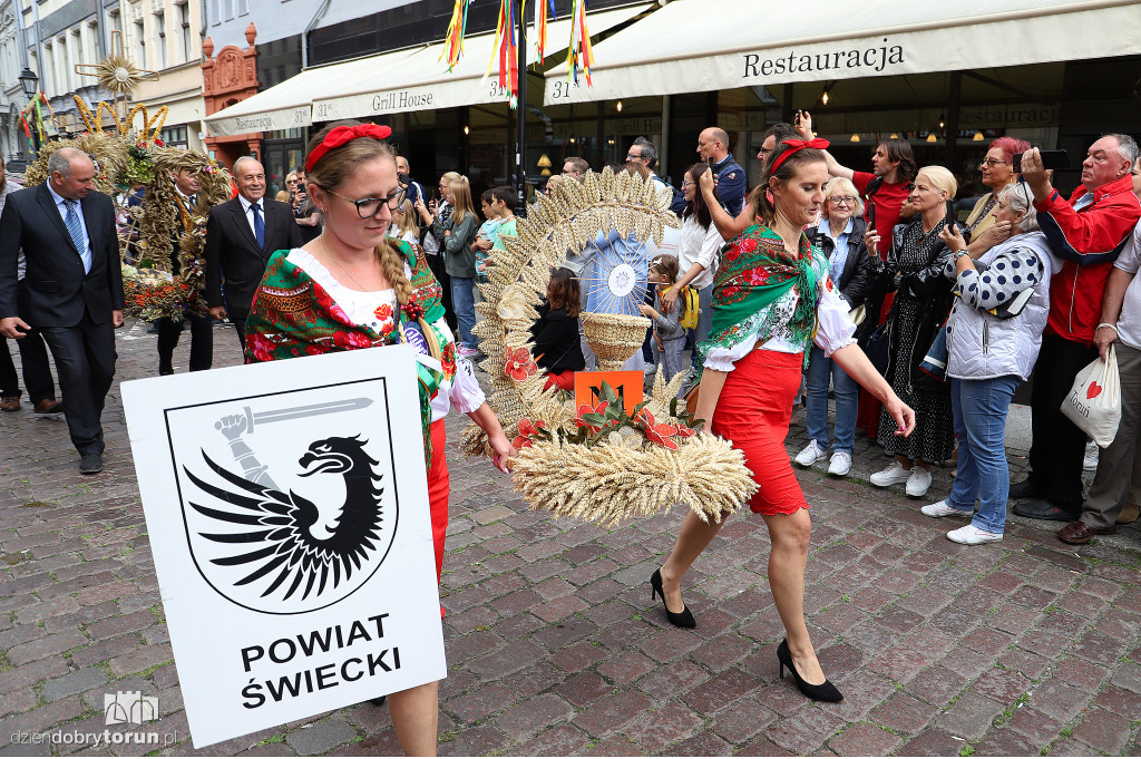 Przemarsz korowodu dożynkowego