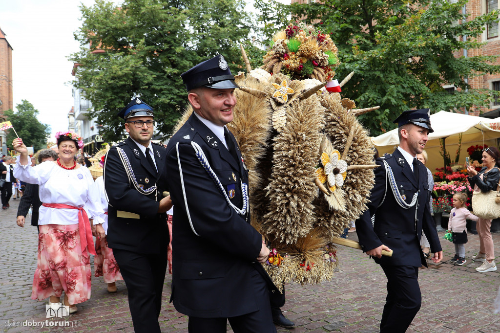 Przemarsz korowodu dożynkowego