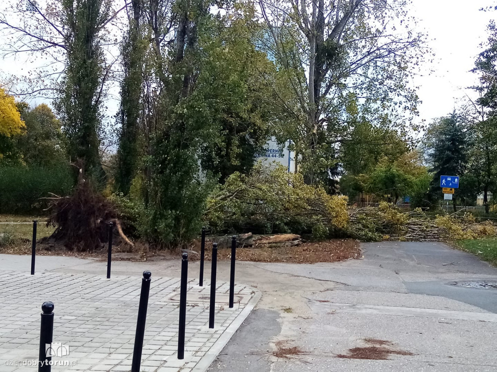 Toruń: wiatr zniszczył elewację wieżowca