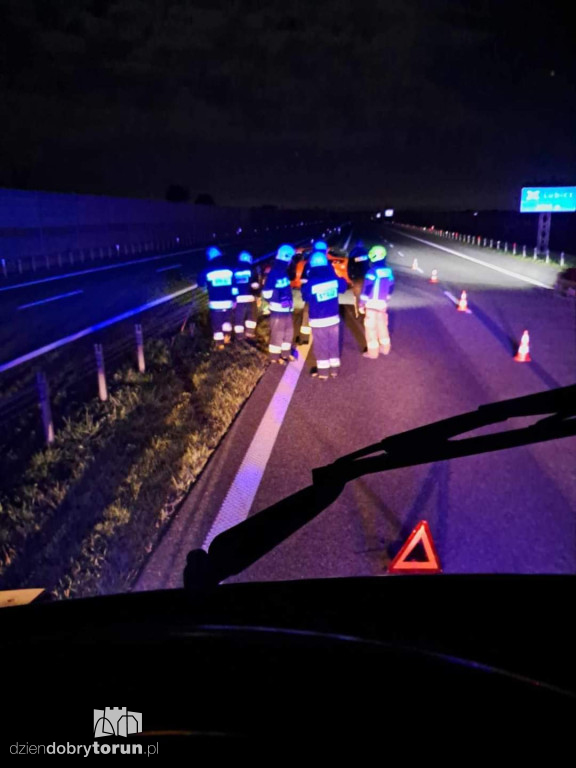 Groźnie na autostradzie pod Toruniem