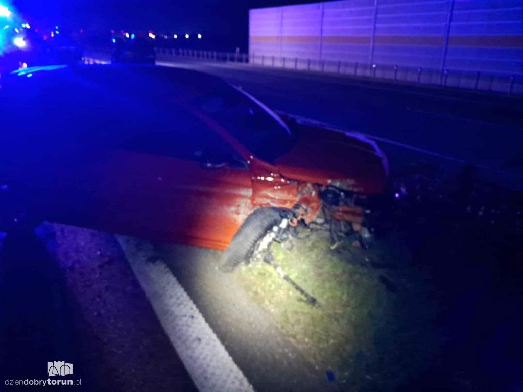 Groźnie na autostradzie pod Toruniem