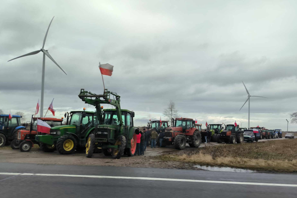 Protest rolników pod Ciechocinkiem