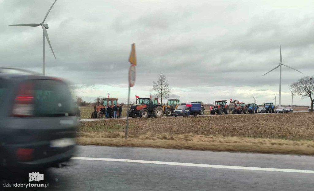 Protest rolników pod Ciechocinkiem