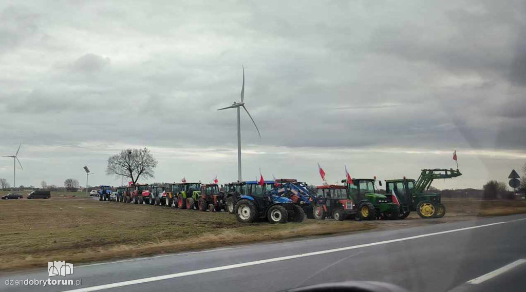 Protest rolników pod Ciechocinkiem