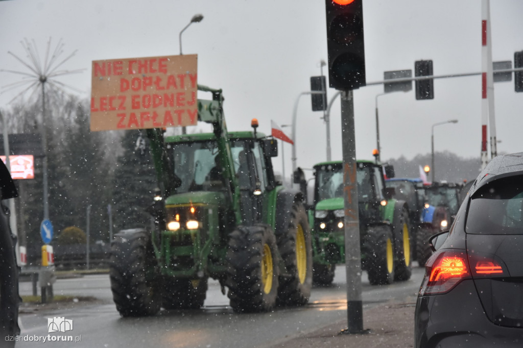 Transparenty rolników na proteście