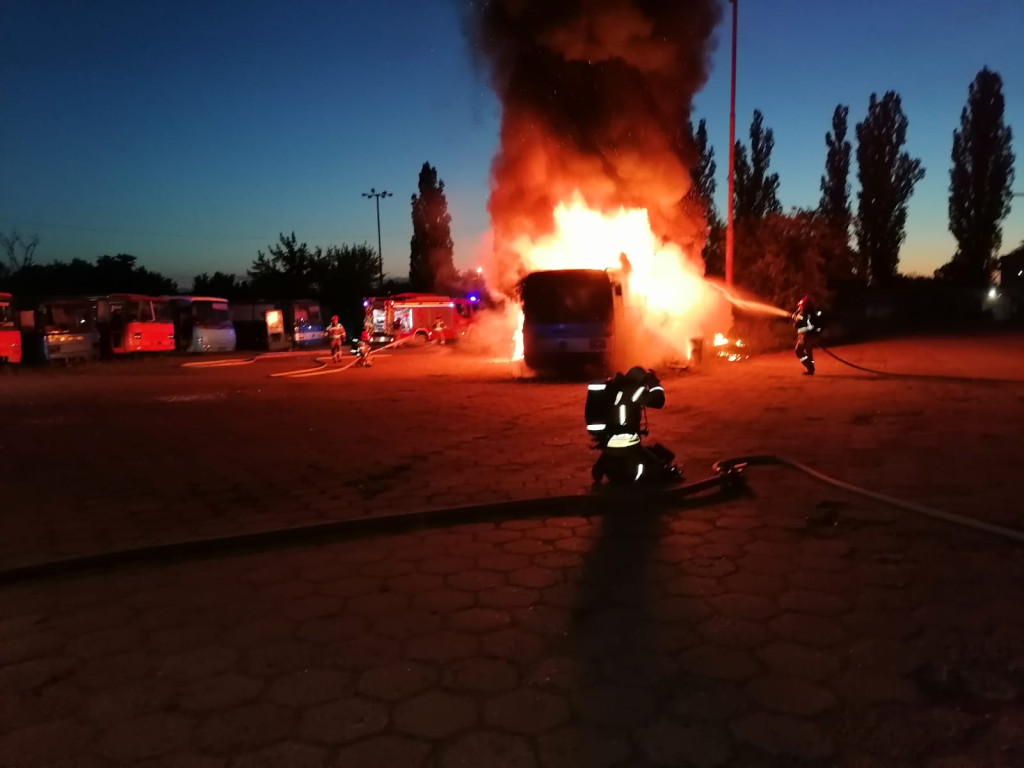 Pożar autobusów miejskich w Grudziądzu