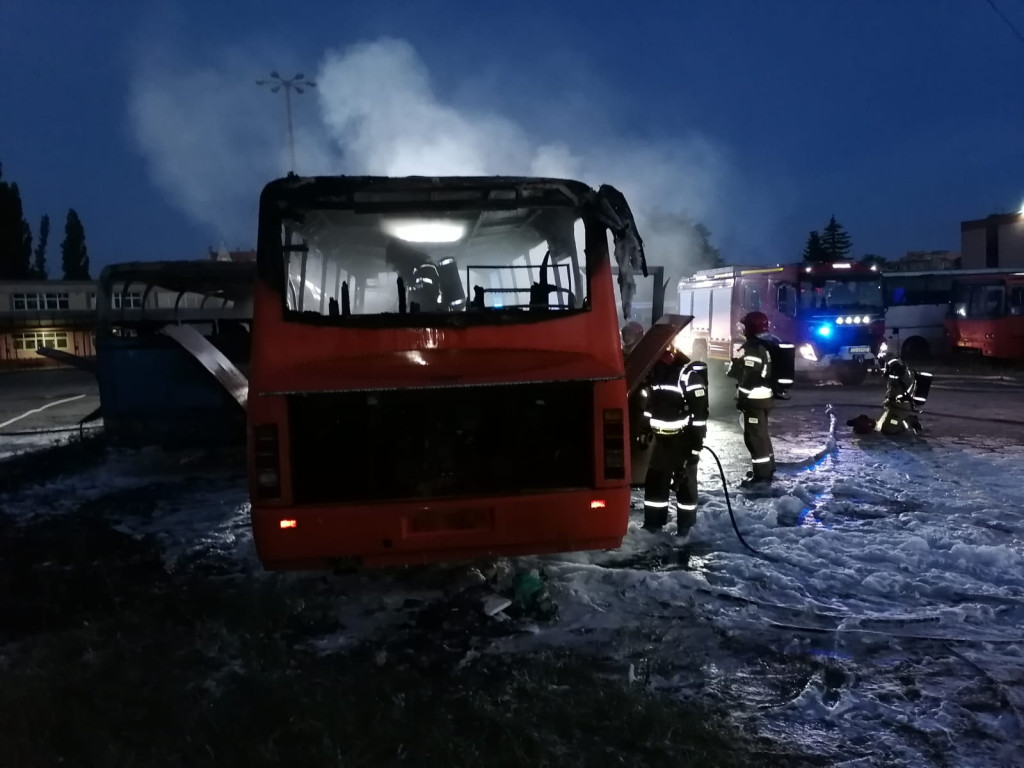 Pożar autobusów miejskich w Grudziądzu