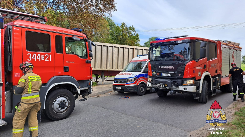 Wypadek ciężarówki pod Toruniem