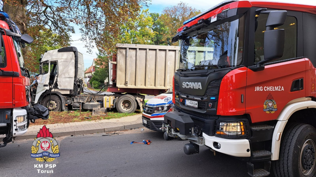 Wypadek ciężarówki pod Toruniem